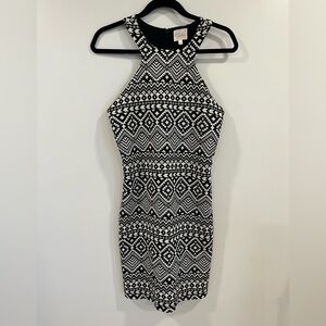 Parker Black and White Tribal Racerback Dress